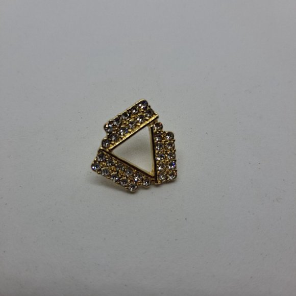 Earrings Triangle Bling Sparkle Gold Tone - Picture 5 of 10